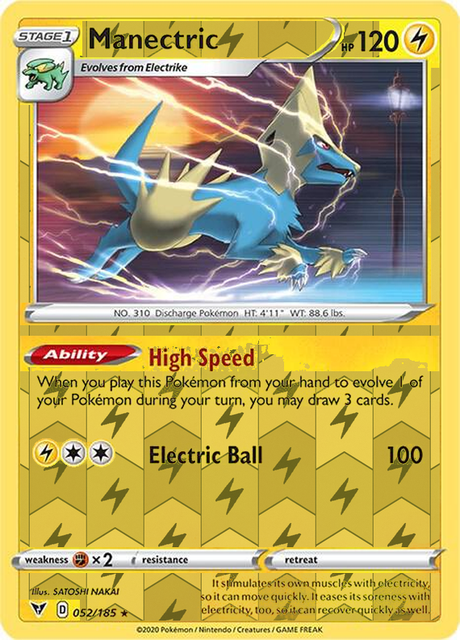 Manectric 052/185, Vivid Voltage, Reverse Holo finish, representative matte composite