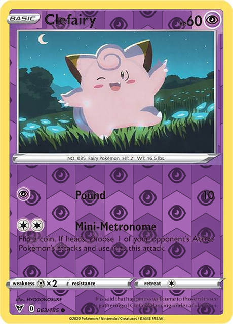 Clefairy 063/185, Vivid Voltage, Reverse Holo finish, representative matte composite