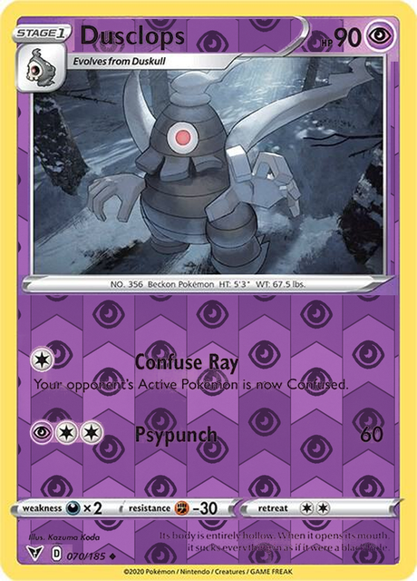 Dusclops 070/185, Vivid Voltage, Reverse Holo finish, representative matte composite