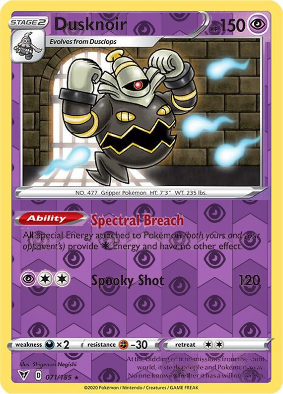 Dusknoir 071/185, Vivid Voltage, Reverse Holo finish, representative matte composite