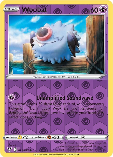 Woobat 073/185, Vivid Voltage, Reverse Holo finish, representative matte composite