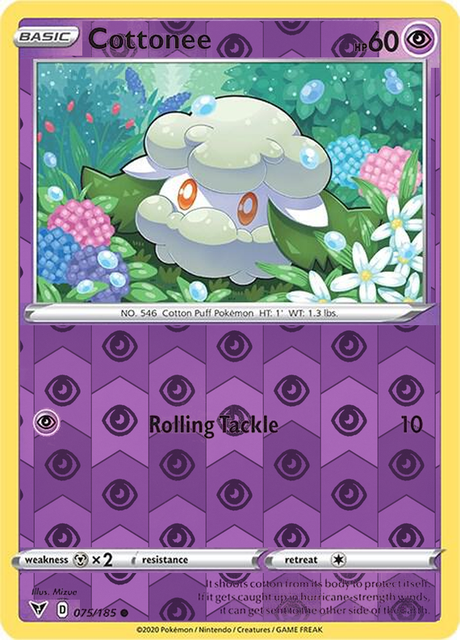 Cottonee 075/185, Vivid Voltage, Reverse Holo finish, representative matte composite