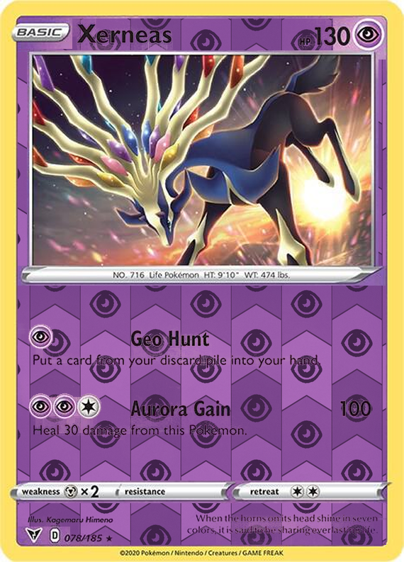 Xerneas 078/185, Vivid Voltage, Reverse Holo finish, representative matte composite