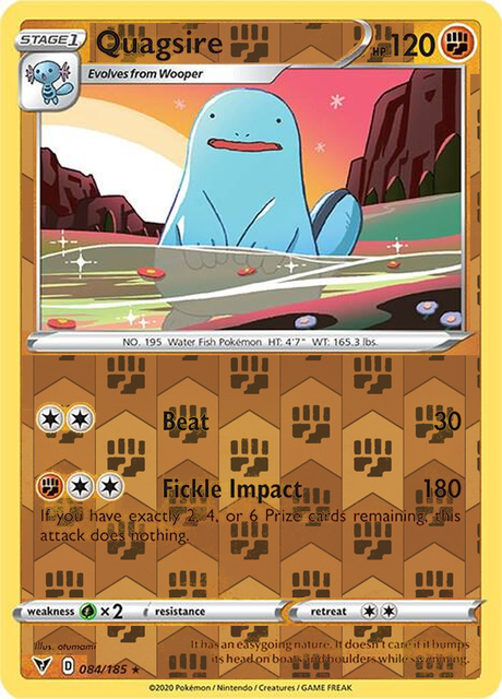 Quagsire 084/185, Vivid Voltage, Reverse Holo finish, representative matte composite
