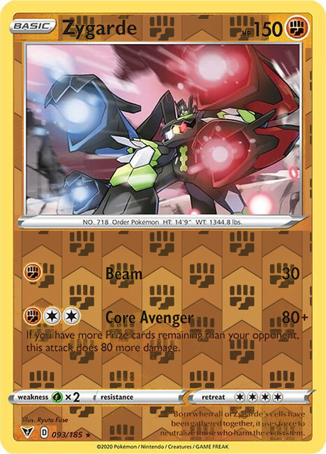 Zygarde 093/185, Vivid Voltage, Reverse Holo finish, representative matte composite