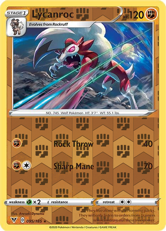 Lycanroc 095/185, Vivid Voltage, Reverse Holo finish, representative matte composite