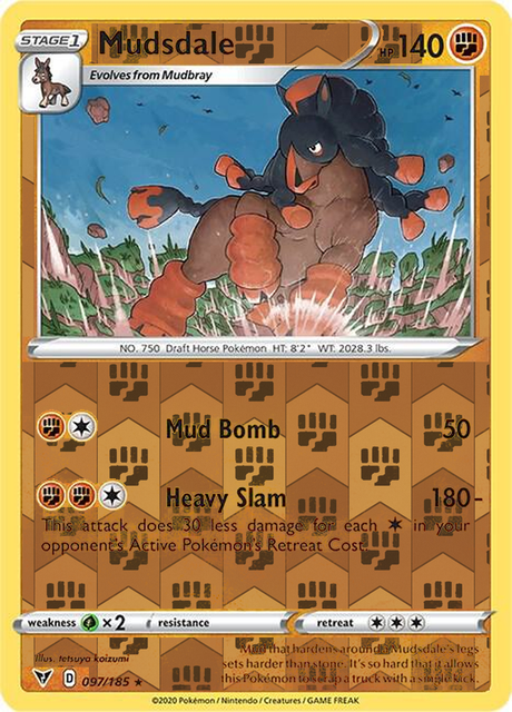 Mudsdale 097/185, Vivid Voltage, Reverse Holo finish, representative matte composite