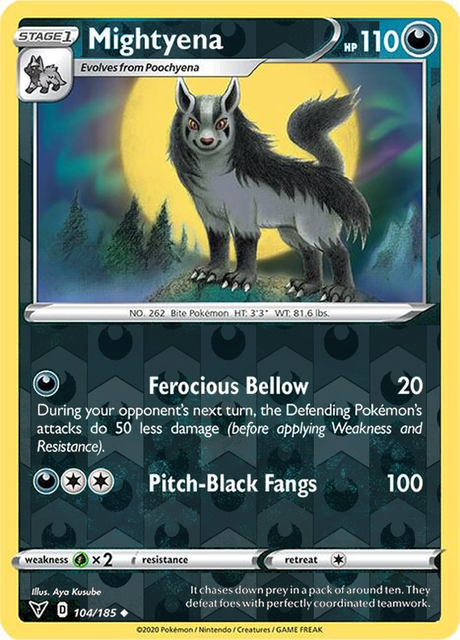 Mightyena 104/185, Vivid Voltage, Reverse Holo finish, representative matte composite