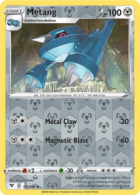 Metang 117/185, Vivid Voltage, Reverse Holo finish, representative matte composite
