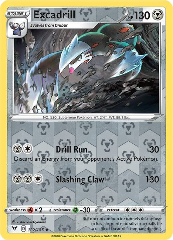 Excadrill 122/185, Vivid Voltage, Reverse Holo finish, representative matte composite
