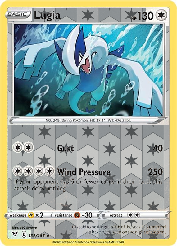 Lugia 132/185, Vivid Voltage, Reverse Holo finish, representative matte composite
