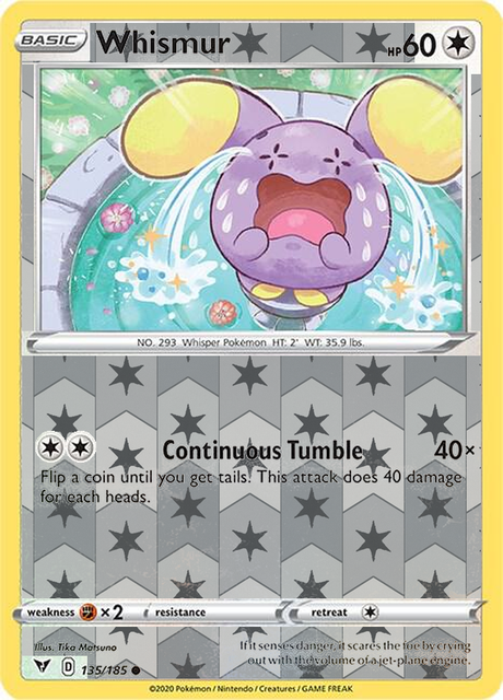 Whismur 135/185, Vivid Voltage, Reverse Holo finish, representative matte composite