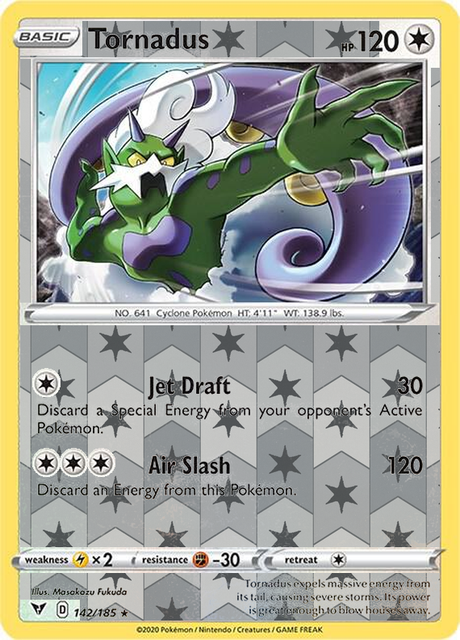Tornadus 142/185, Vivid Voltage, Reverse Holo finish, representative matte composite