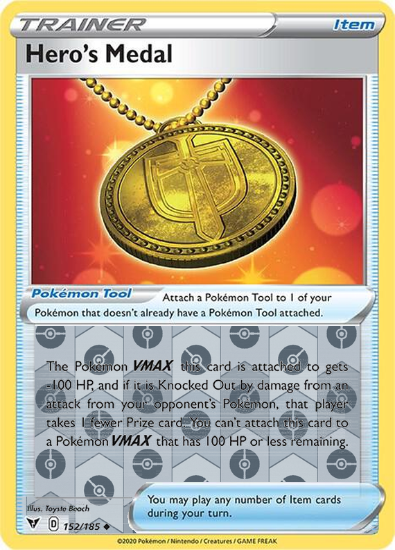 Hero's Medal 152/185, Vivid Voltage, Reverse Holo finish, representative matte composite