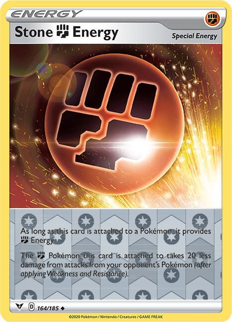 Stone Fighting Energy 164/185, Vivid Voltage, Reverse Holo finish, representative matte composite