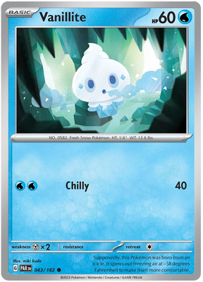 Vanillite Paradox Rift Single Pokemon Card 043/182