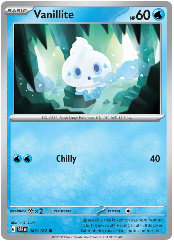Vanillite Paradox Rift Single Pokemon Card 043/182