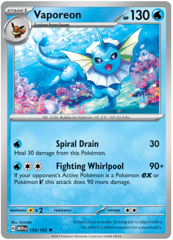 Vaporeon 151 Single Pokemon Card