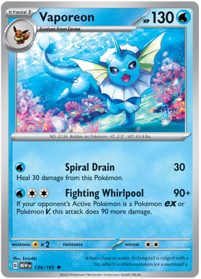 Vaporeon 151 Single Pokemon Card