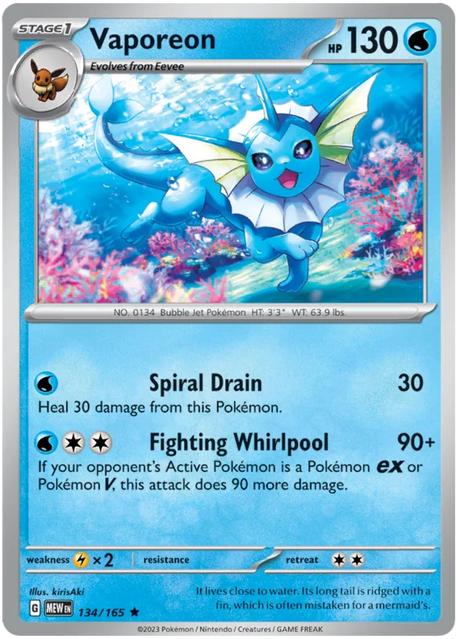 Vaporeon 151 Single Pokemon Card