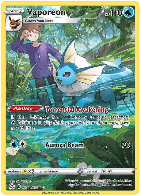 Vaporeon Brilliant Stars Trainer Gallery Pokemon Card Singles TG02/TG30