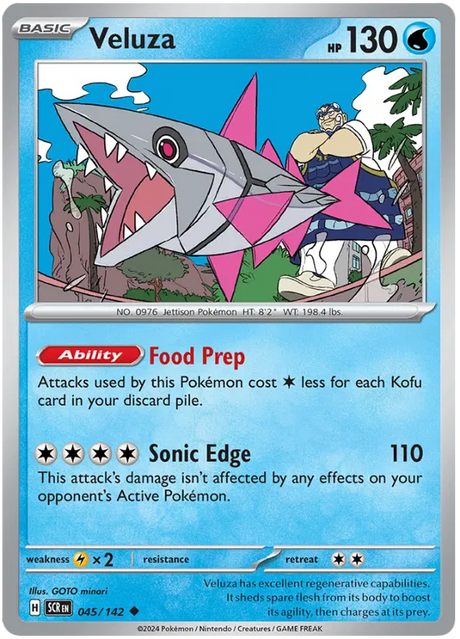 Veluza Stellar Crown Pokemon Single Card 045/142
