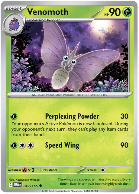 Venomoth 151 Single Pokemon Card