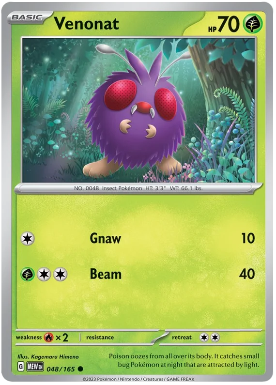 Venonat 151 Single Pokemon Card