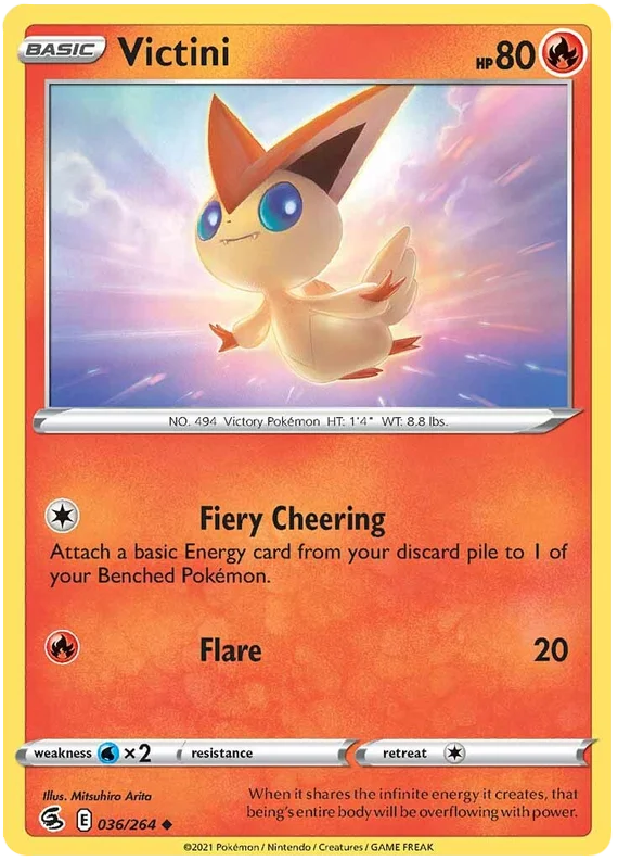 Victini Fusion Strike Pokemon Card Singles 036/264