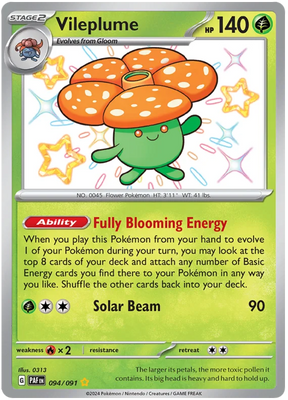 Vileplume Paldean Fates Pokemon Card Single 094/091