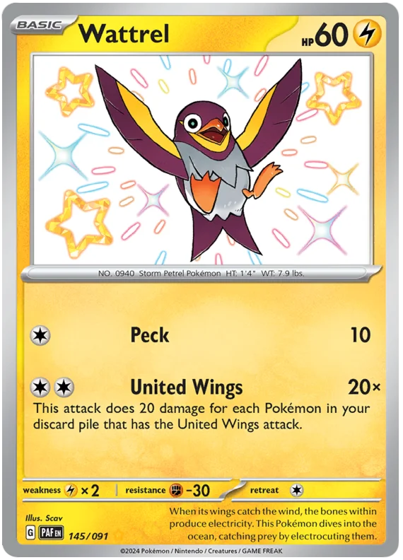 Wattrel Paldean Fates Pokemon Card Single 145/091