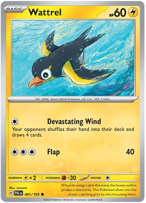 Wattrel 081 Paldea Evolved Single Pokemon Card