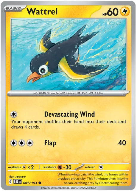 Wattrel 081 Paldea Evolved Single Pokemon Card