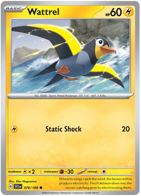 Wattrel 078 Scarlet & Violet Base Set Pokemon Card Single