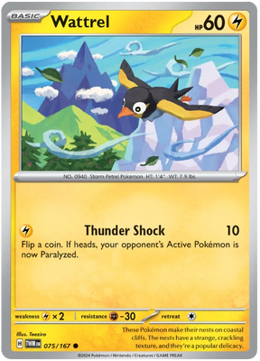 Wattrel Twilight Masquerade Pokemon Single 0755/167