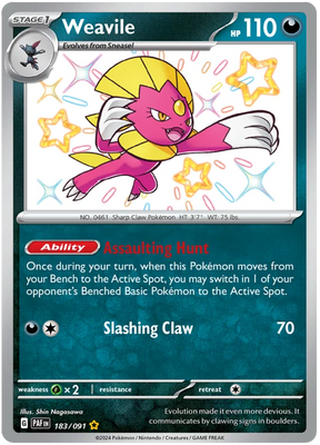 Weavile Paldean Fates Pokemon Card Single 183/091