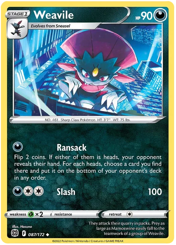 Weavile Brilliant Stars Pokemon Card Singles 087/172