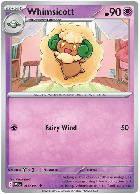 Whimsicott Paldean Fates Pokemon Card Single 035/091
