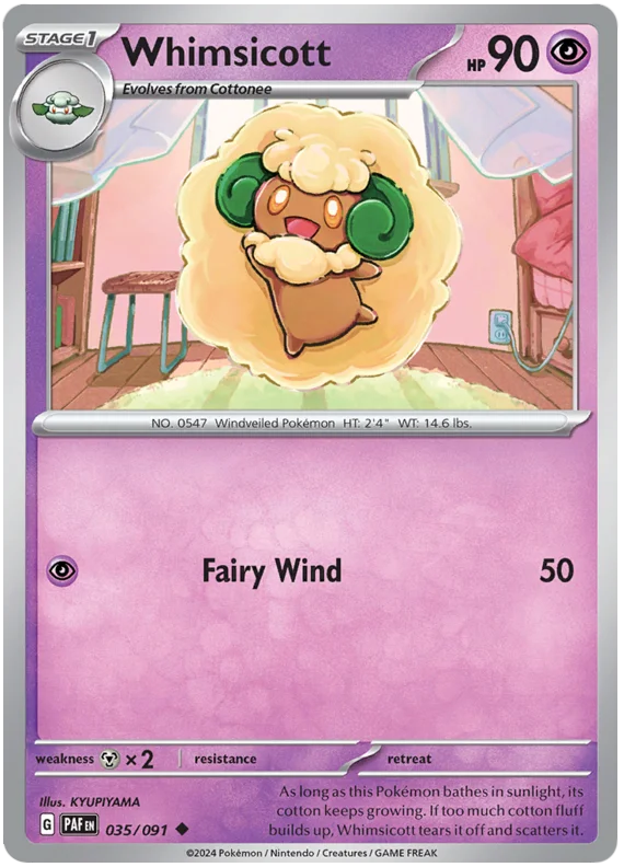 Whimsicott Paldean Fates Pokemon Card Single 035/091