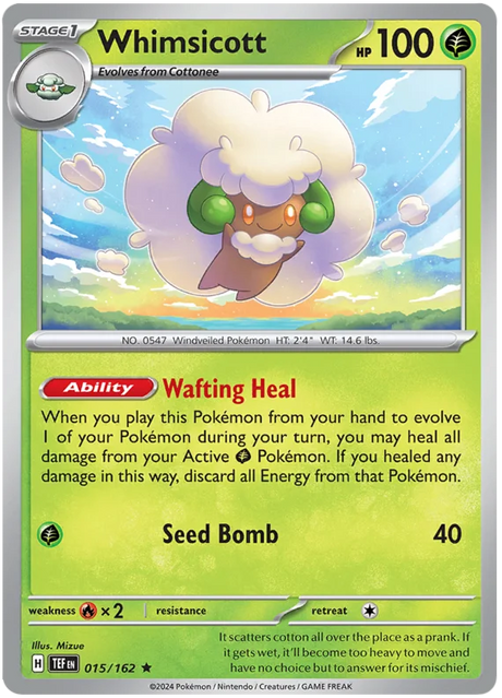 Whimsicott Temporal Forces Pokemon Single 015/162
