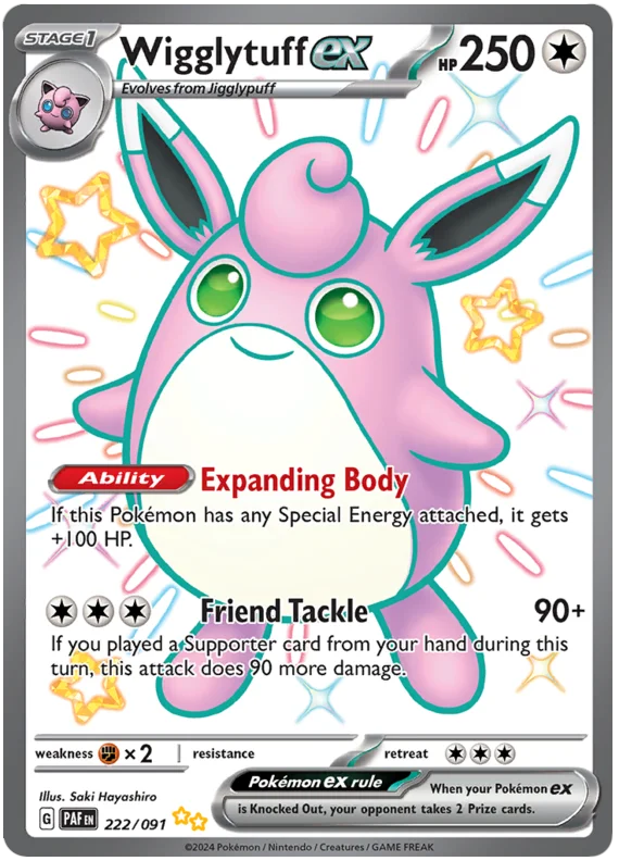 Wigglytuff ex Paldean Fates Pokemon Card Single 222/091