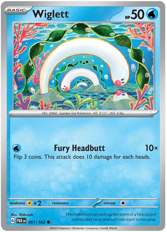 Wiglett 051 Paradox Rift Single Pokemon Card 051/182
