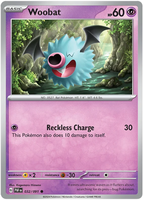 Woobat Paldean Fates Pokemon Card Single 032/091