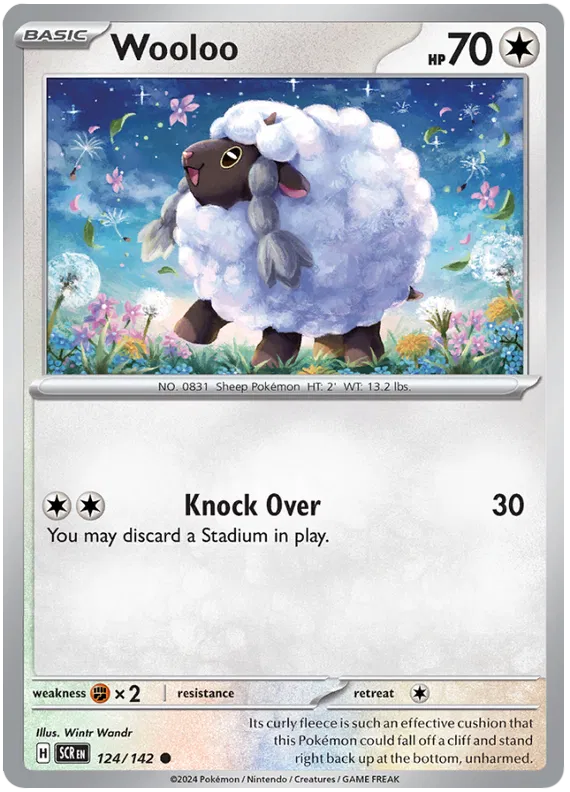 Wooloo Stellar Crown Pokemon Single Card 124/142