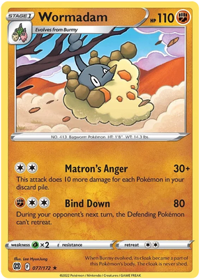 Wormadam Brilliant Stars Pokemon Card Singles 077/172