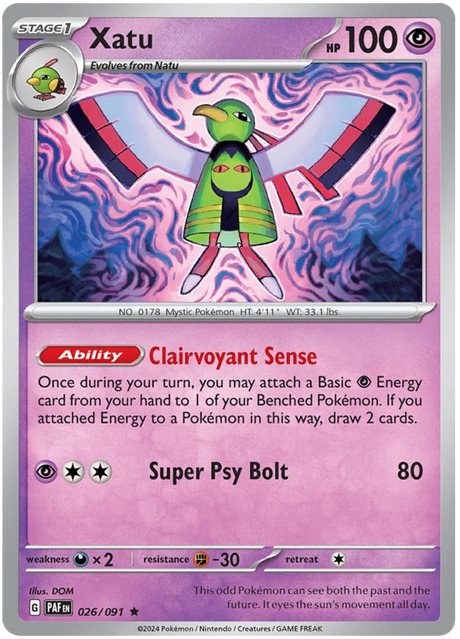 Xatu Paldean Fates Pokemon Card Single 026/091