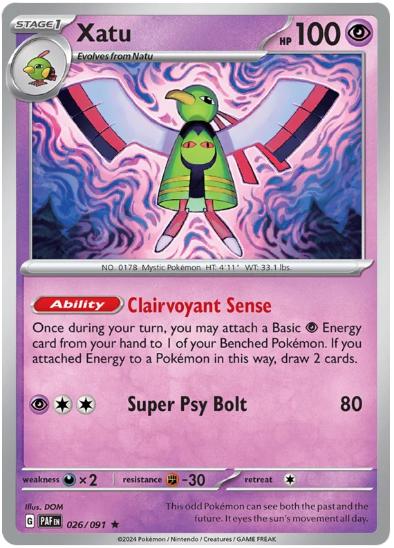 Xatu Paldean Fates Pokemon Card Single 026/091