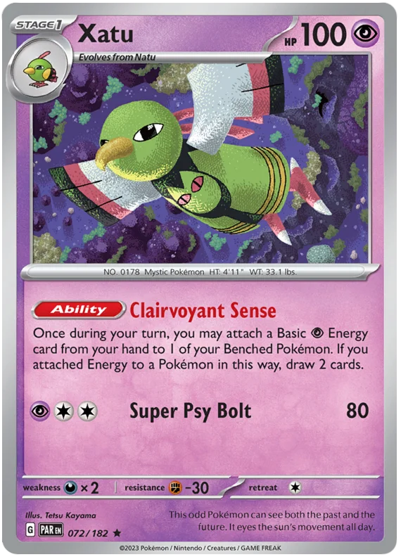 Xatu Paradox Rift Single Pokemon Card 072/182
