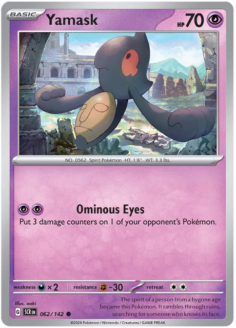 Yamask Stellar Crown Pokemon Single Card 062/142