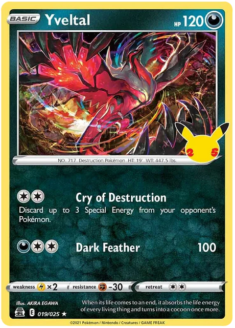 Yveltal Celebrations Pokemon Card Single 019/025